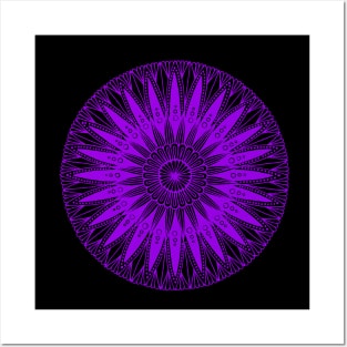 Mandala (purple on black) Posters and Art